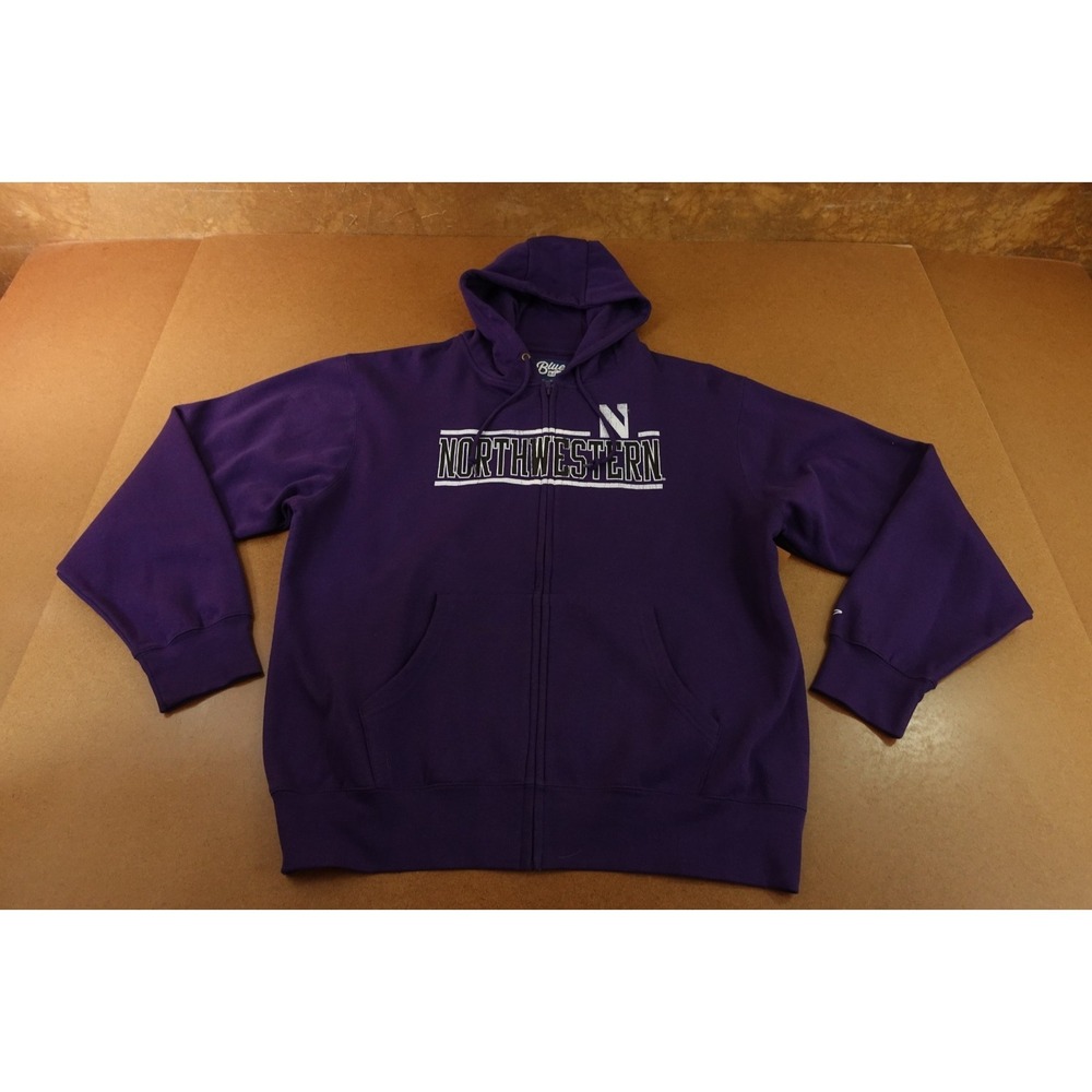Northwestern Wildcats Blue 84 Mens Size Large Purple Full Zip Hoodie NWT